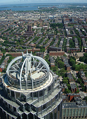 View of the top of 111 Huntington from the Prudential Skywalk (50th floor of the Prudential Tower)