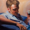 Aaron Drinking Wine - by Becky DiMattia