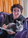 Self-Portrait with Oscar - by Becky DiMattia